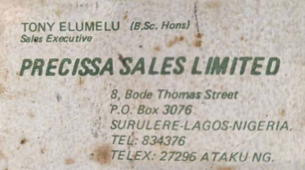 Elumelu shares old business card from days as photocopier salesman