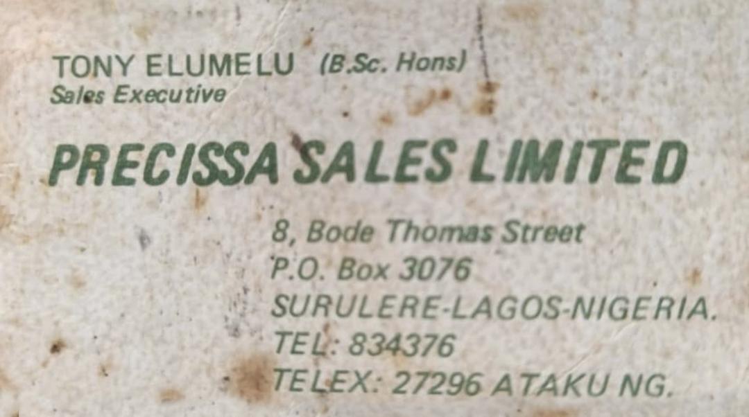 Elumelu shares old business card from days as photocopier salesman