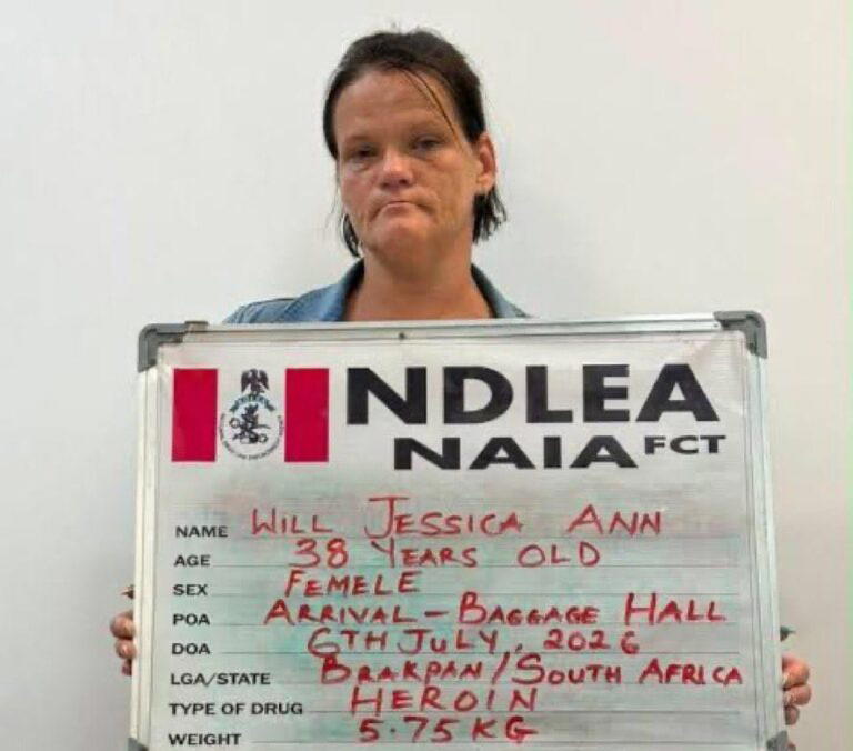South African Woman jailed 25 years for trafficking heroin into Nigeria
