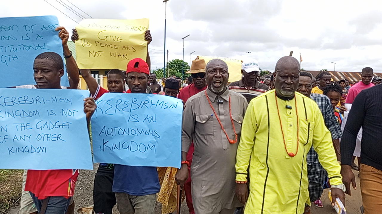 Kerebiri-Mein chiefs, youths protest delayed staff of office - Vanguard News