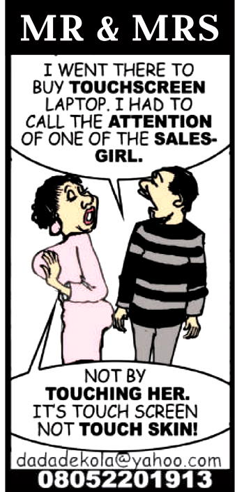 Mr & Mrs Cartoon: He touched skin to buy touchscreen