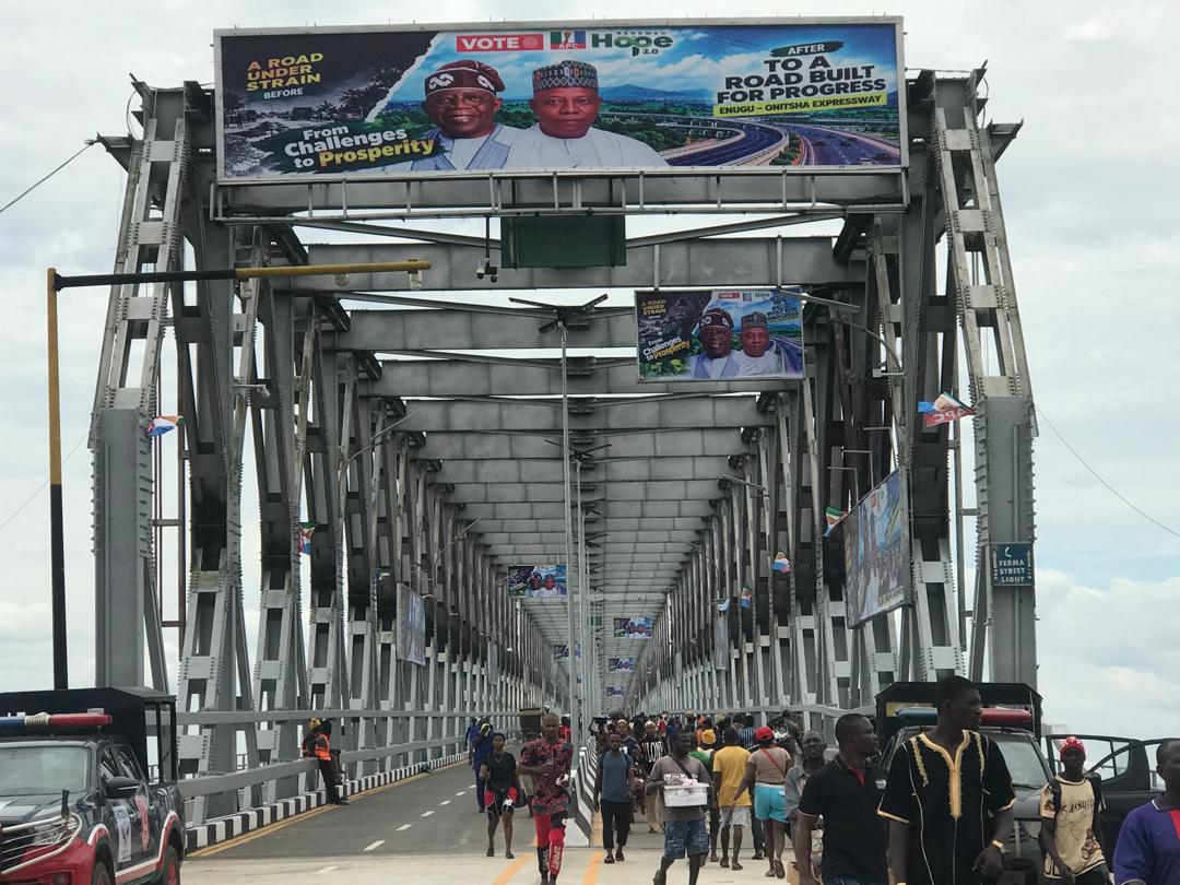 Umahi reopens First Niger Bridge adorned with Tinubu’s pictures Image