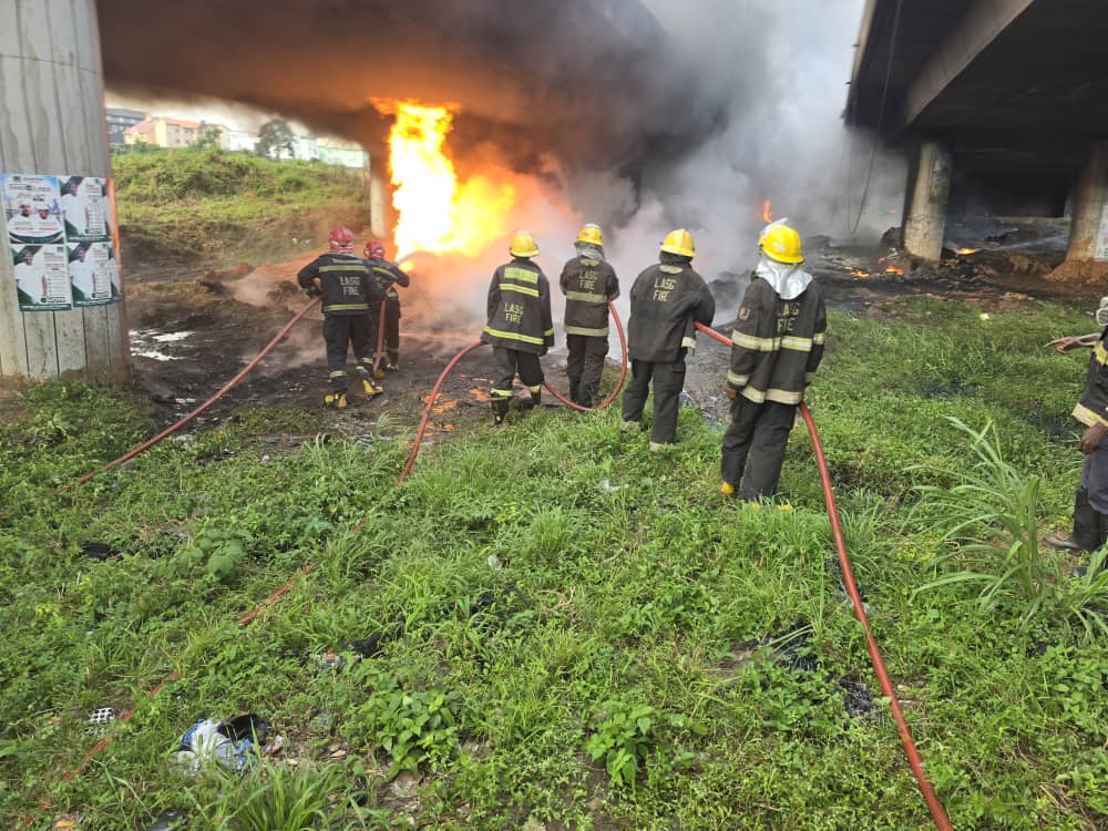 Fire guts 33,000-litre tanker under Otedola Bridge